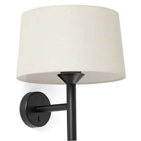 Faro Windsor Applique avec abat-jour noir mat, lin, 1 ampoule E27