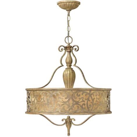 Elstead Carabel - Lustre suspendu rond à 3 ampoules au fini champagne brossé, E27 (1/5)