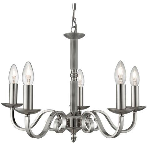 Searchlight Richmond - Luminaire suspendu à 5 bras et bras multiples argent satiné, E14 (1/3)