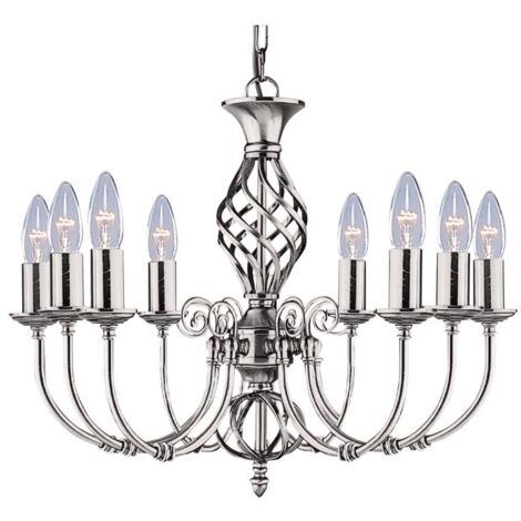 Searchlight Zanzibar - Lustre à 8 ampoules au fini argent satiné, E14 (1/3)