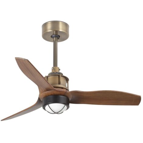 JUST FAN XS LED Ventilateur de plafond vieil or/bois 81cm (1/3)