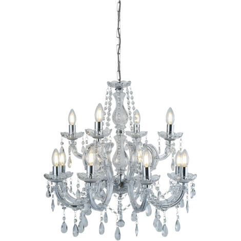Searchlight Marie Therese - Lustre en cristal à 12 ampoules au fini chrome, E14 (1/4)