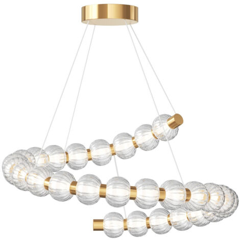 Maytoni Amulet Swirl Plafonnier suspendu moderne doré 3000 K 1900 lm abat-jour en verre (1/2)