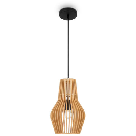 Maytoni Roots I Plafonnier suspendu moderne de 30 cm avec cadre en fil de fer noir et abat-jour beige E27 (1/2)