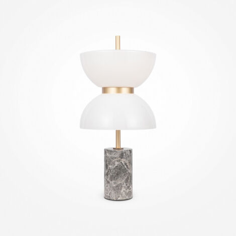 Maytoni Kyoto Lampe de table LED intégrée moderne dorée et grise 3000 K 500 lm abat-jour blanc (1/2)