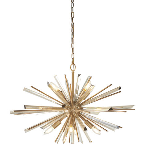 Merano Salerno Suspension à 8 lampes en laiton antique avec verre à champagne (1/5)