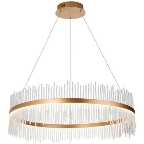 Merano Trapani Plafonnier suspendu plaqué or brossé, verre transparent (1/5)