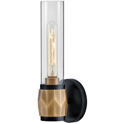 Elstead Hinkley Ellison Applique de salle de bain contemporaine noire, laiton Heritage IP44, 1 ampoule E27 (1/5)