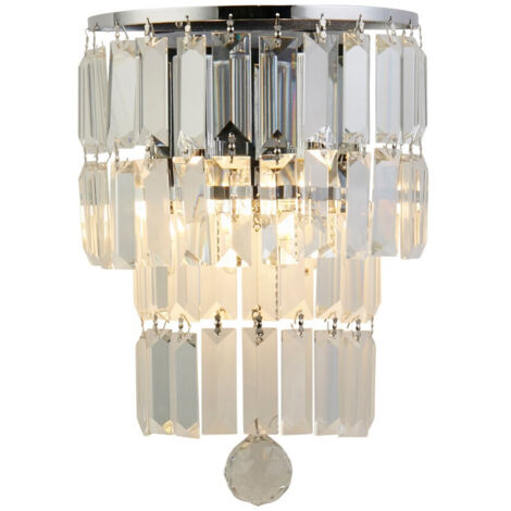 Searchlight Empire Applique murale à 2 lampes, chrome avec cristal transparent (1/4)