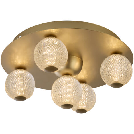 Searchlight Asteroid Plafonnier à LED, métal doré avec boules en acrylique transparent (1/4)