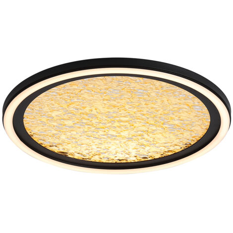 Searchlight Luna Plafonnier LED, métal noir sable et diffuseur en plastique doré (1/4)