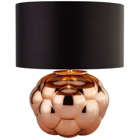 Searchlight Fizz Lampe de table en verre cuivré et abat-jour en FauSilk noir (1/3)