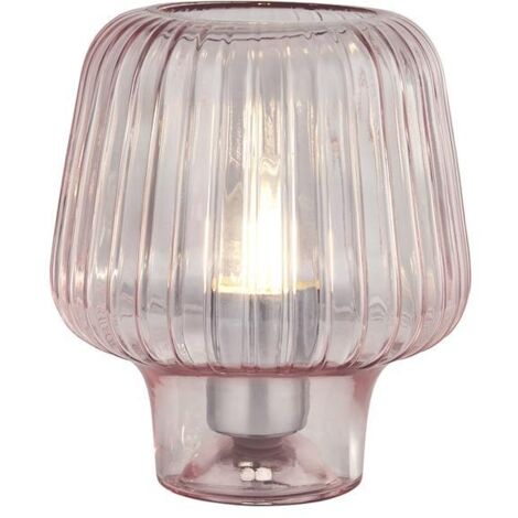 Searchlight Aria Lampe de table en verre ondulé rose (1/2)
