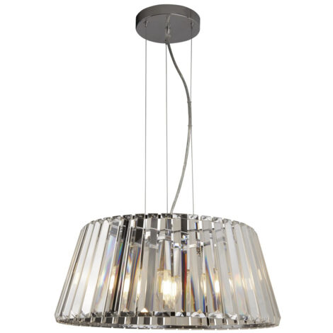 Searchlight Tiara Plafonnier suspendu à 5 lampes et semi-encastré - Métal chromé et verre transparent (1/3)