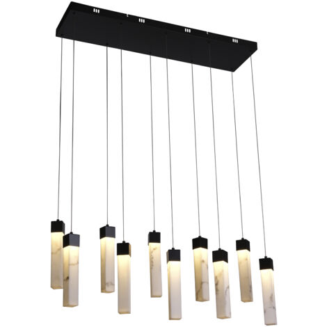 Searchlight Moonbeam Suspension à 10 lampes en métal noir et résine marbrée (1/4)