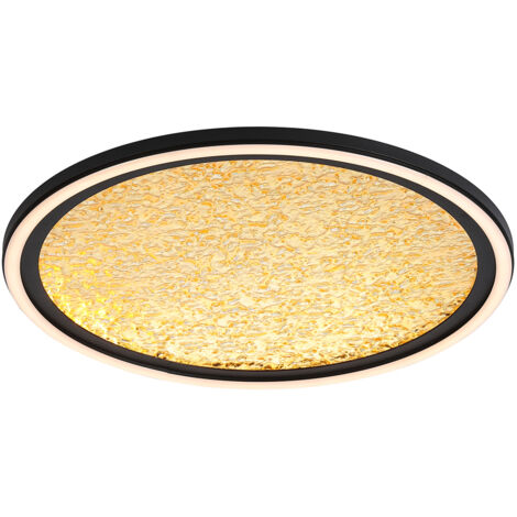 Searchlight Luna Plafonnier LED, métal noir sable et diffuseur en plastique doré (1/4)