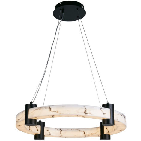 Searchlight Moonbeam Suspension LED pour plafond, métal noir et résine marbrée (1/4)