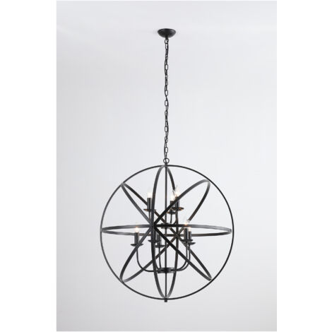 Searchlight Orbit Suspension de plafond sphérique à 8 lampes, métal noir mat (1/4)