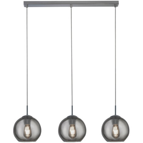 Searchlight Balls Suspension de plafond à 3 barres lumineuses en métal chromé et verre fumé (1/2)