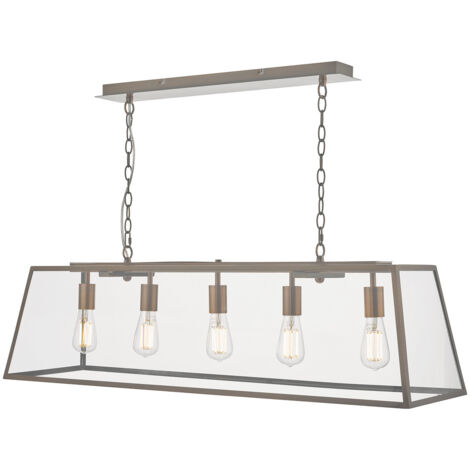 DAR ACADEMY - Suspension de barre droite cuivre antique, 5x E27 (1/3)