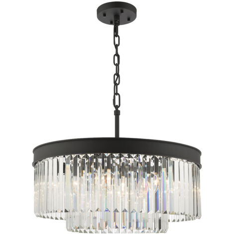 Suspension élégante 6 lumières nordique noir avec détails dorés SIGNO