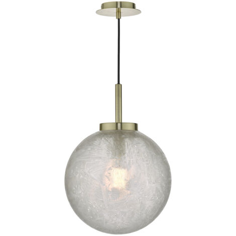 DAR AVARI - Suspension Laiton Satiné Et Verre Dépoli Clair, 1x E27 (1/5)