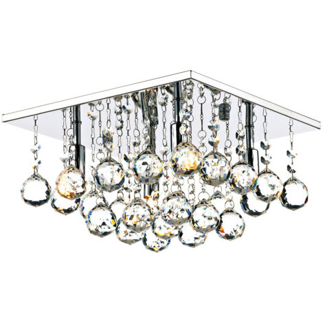 DAR ABACUS - Plafonnier Carré Crystal 300mm G9 Chrome Poli, 4x G9 (1/5)