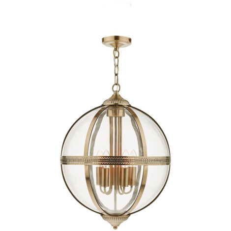 Vanessa Lanterne à 5 Lumières Laiton Antique Verre (1/5)
