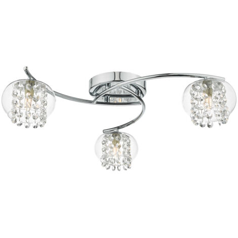 DAR ELMA - Plafonnier semi-affleurant chrome poli et verre, 3x G9 (1/5)