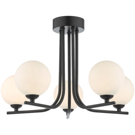 Cradle Plafonnier semi-encastré à 5 lumières en verre opale noir mat (1/5)