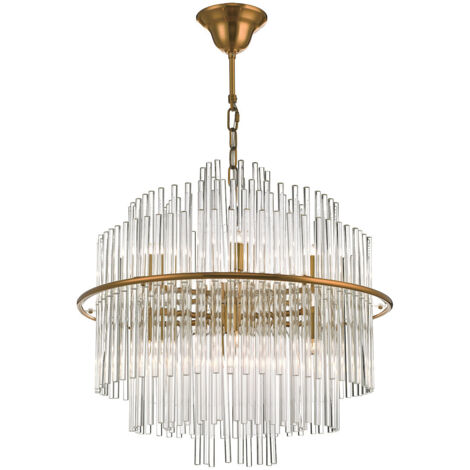 DAR LUKAS - Lampe à Suspension Or Antique Brossé Et Verre Transparent, 13x G9 (1/5)