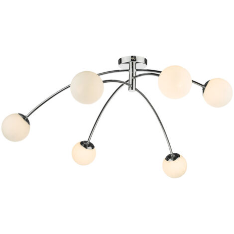 DAR PUGLIA - Plafonnier semi-affleurant Plafonnier en verre opale de chrome poli, 6x G9 (1/5)