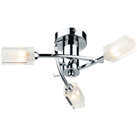 DAR MORGAN - Plafonnier semi-affleurant chrome poli, 3x G9 (1/4)