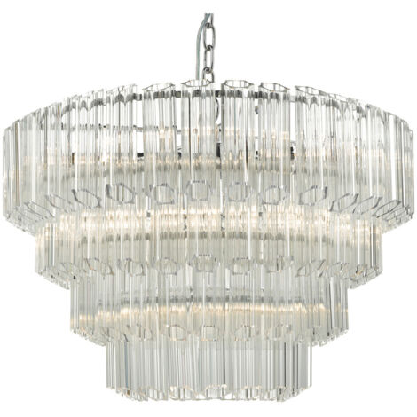 DAR TUVALU - Lampe à suspension en verre et chrome poli, 9x E14 (1/5)