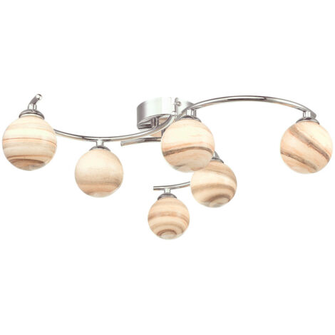 DAR ATIYA - Plafonnier semi-affleurant chrome poli avec verre de style planète, 6x G9 (1/5)