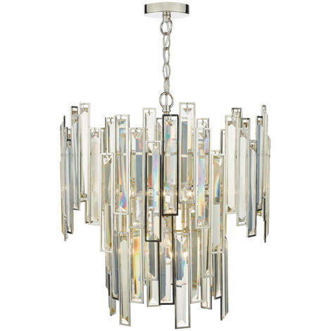 DAR ODILE - Suspension en cristal champagne avec cadre en nickel poli, 6x G9 (1/5)