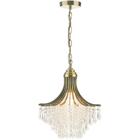 DAR SURI - Suspension en verre à facettes en laiton antique, 1x E27 (1/5)