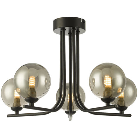Cradle Plafonnier semi-encastré à 5 lumières en verre fumé noir mat (1/5)