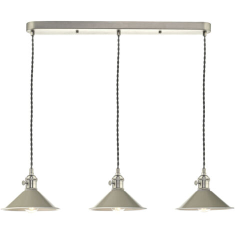 Hadano Suspension à 3 lampes chromées antiques avec abat-jour en dôme en cachemire (1/3)