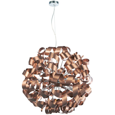 DAR RAWLEY - Suspension ruban sphérique en cuivre brossé, 12x G9 (1/5)