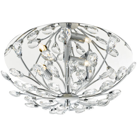DAR ZAFIR - Plafonnier affleurant cristal de chrome poli, 3x G9 (1/5)