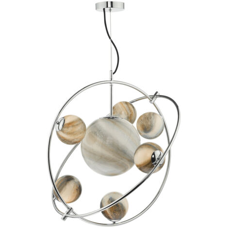 DAR MIKARA - Suspension sphérique en verre chromé poli, 7x G9 (1/5)