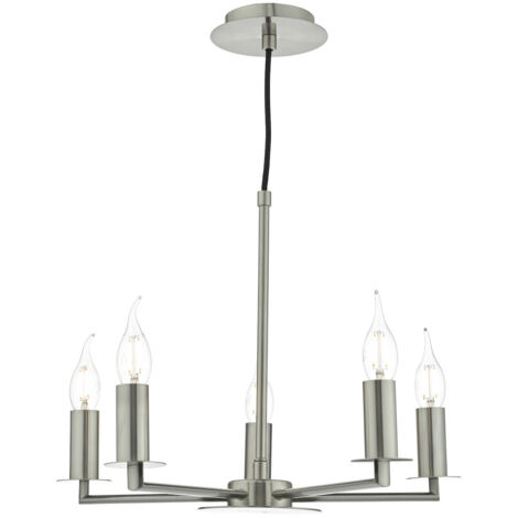Tyler Suspension Multi Bras 5 Lumières Bougie Nickel Satiné (1/5)