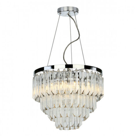 DAR FAME - Suspension en verre chromé poli, 5x G9 (1/5)