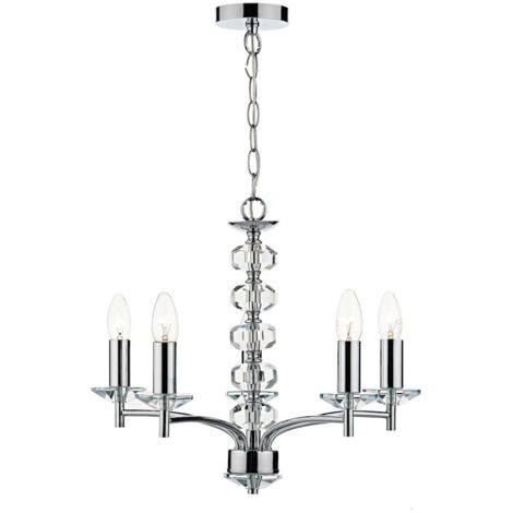 DAR OLEANA - Suspension en cristal de chrome poli, 5x E14 (1/5)
