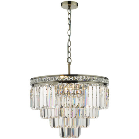 DAR VYANA - Suspension en cristal de laiton antique, 4x E14 (1/5)