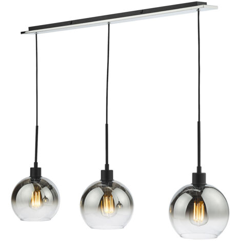 Lycia Suspension à 3 lumières en verre fumé noir mat ombré (1/5)