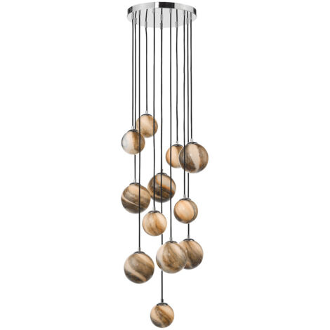 DAR MIKARA - Lampe à Suspension Cluster Verre Chrome Poli 2.5M, 12x G9 (1/5)