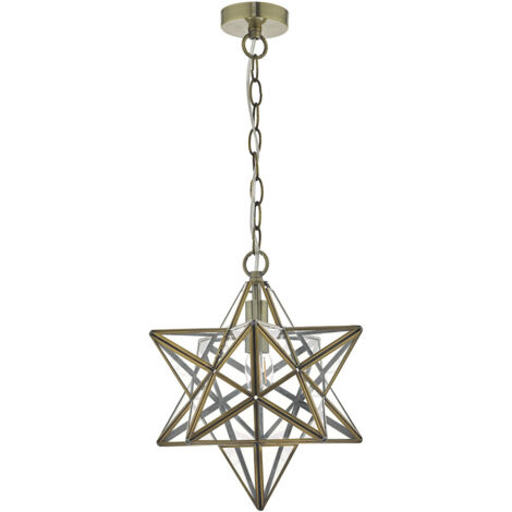 DAR ILARIO - Lampe à Suspension Wire Frame Laiton Antique et Verre (1/5)