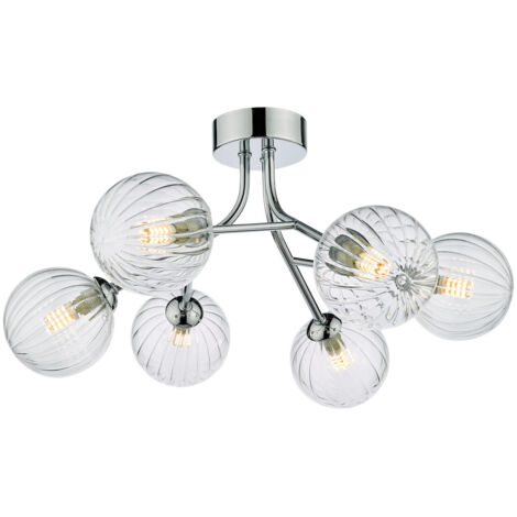 Yiska Verre nervuré semi-affleurant à 6 lumières, chrome poli (1/5)